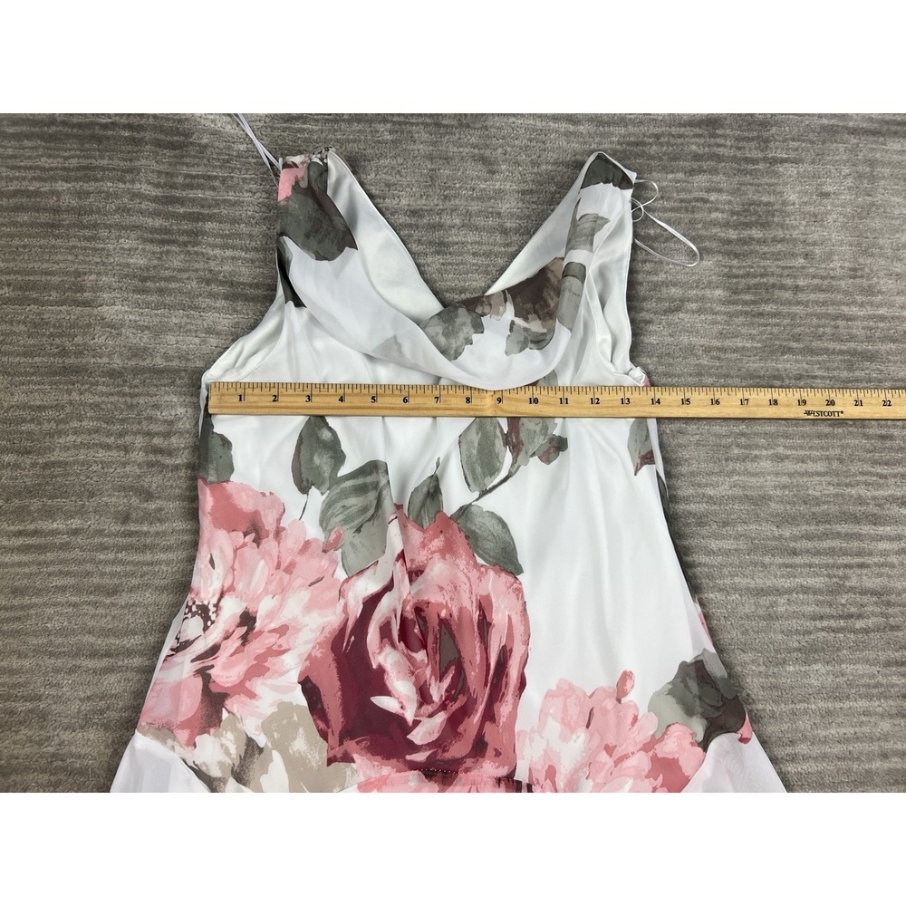 Robbie Bee White Midi Dress with Pink & Green Floral Print - Picture 4 of 12